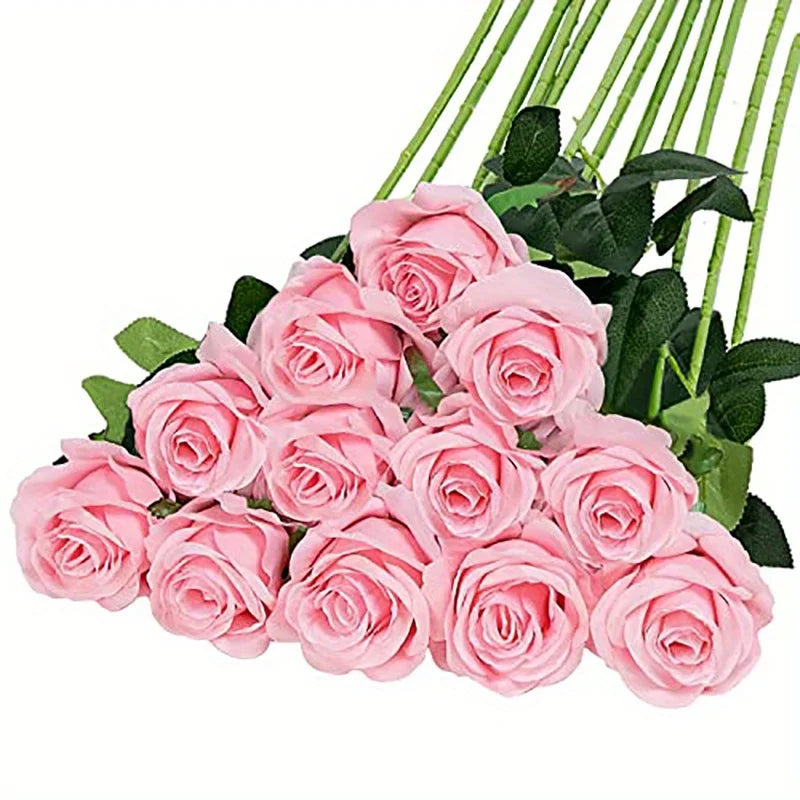 12pcs Realistic Artificial Rose Bouquet – Perfect for Weddings, Birthdays, and Special Occasions