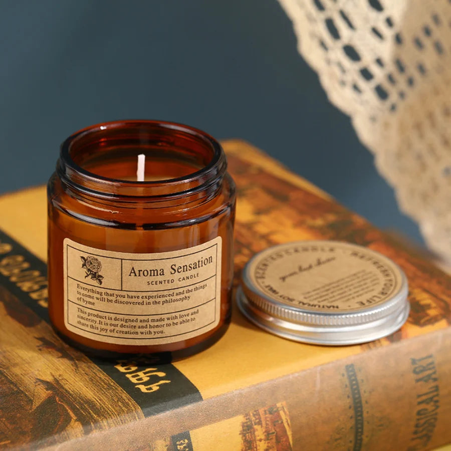 1pc Brown Glass Scented Candle – Smokeless Aromatherapy for Home Decor, Birthday & Valentine's Day Gift