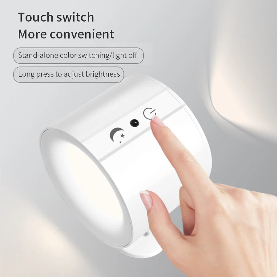 Wireless LED Wall Light – 360° Dual Head, Touch Control