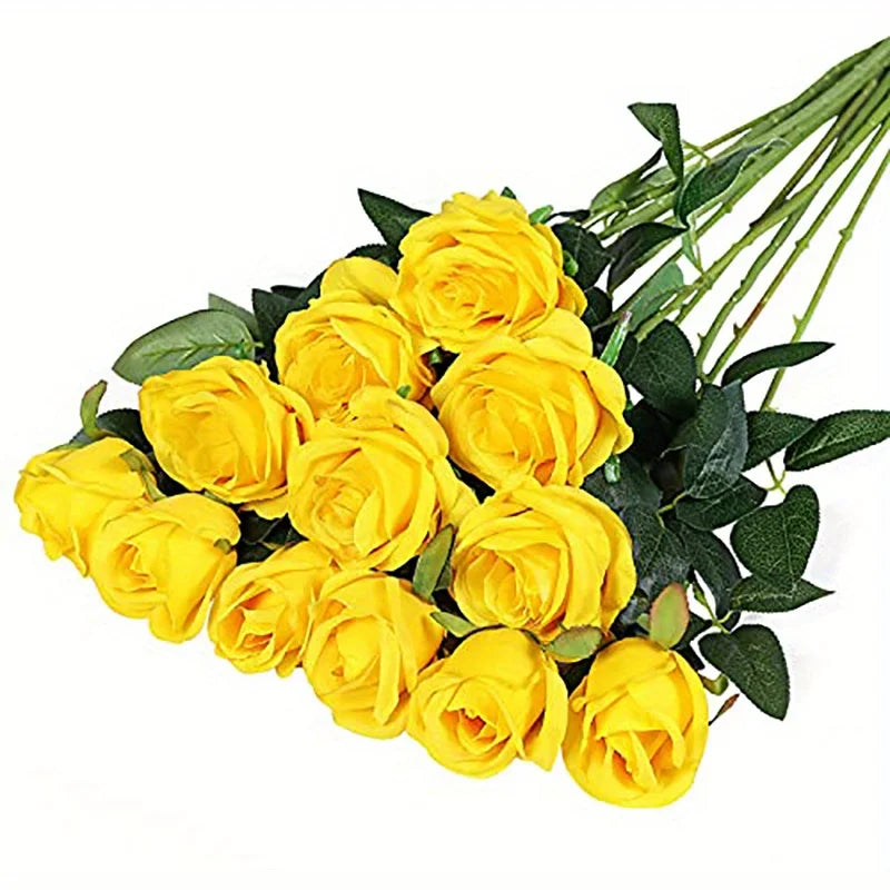 12pcs Realistic Artificial Rose Bouquet – Perfect for Weddings, Birthdays, and Special Occasions