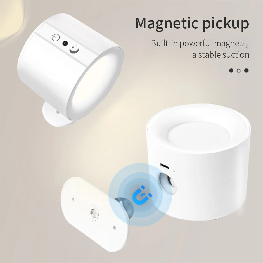 Wireless LED Wall Light – 360° Dual Head, Touch Control