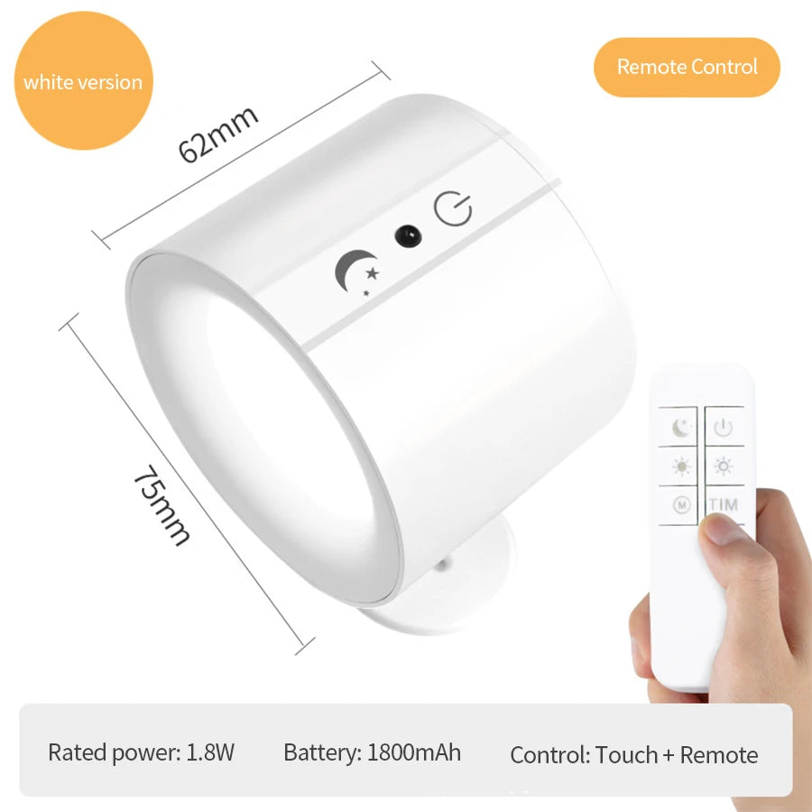 Wireless LED Wall Light – 360° Dual Head, Touch Control