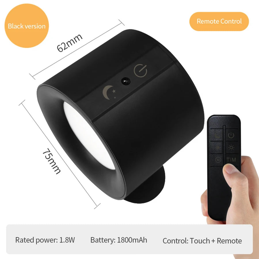 Wireless LED Wall Light – 360° Dual Head, Touch Control