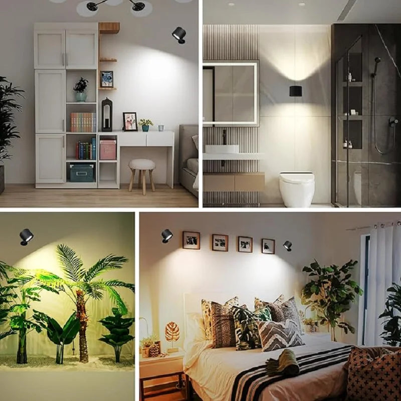 Wireless LED Wall Light – 360° Dual Head, Touch Control