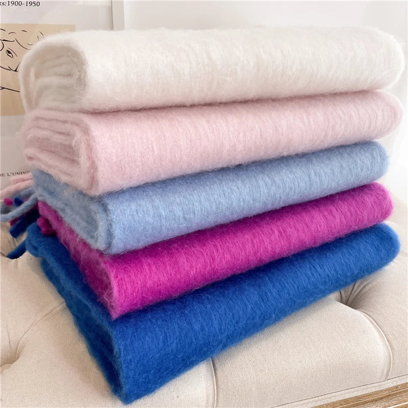 Women's Cashmere Winter Scarf – Soft Pashmina Blanket Shawl with Tassels