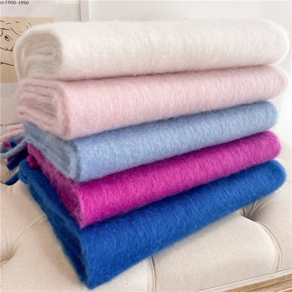 Women's Cashmere Winter Scarf – Soft Pashmina Blanket Shawl with Tassels