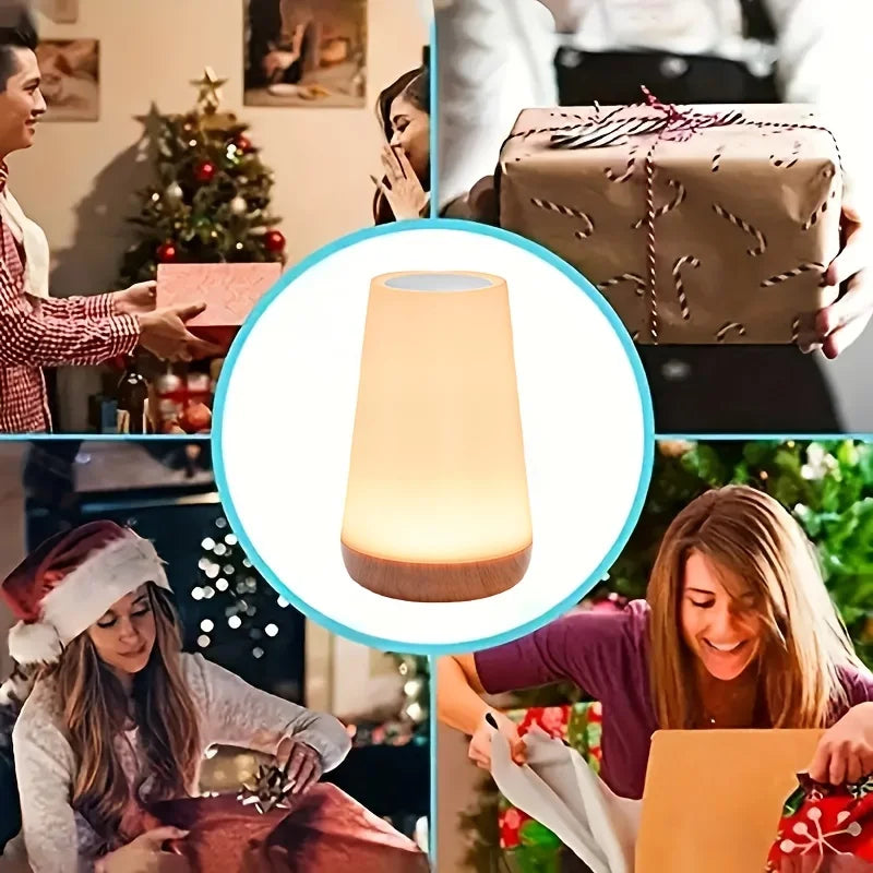 AuraGlow Touch Lamp – RGB Dimmable Night Light with Remote & USB Rechargeable