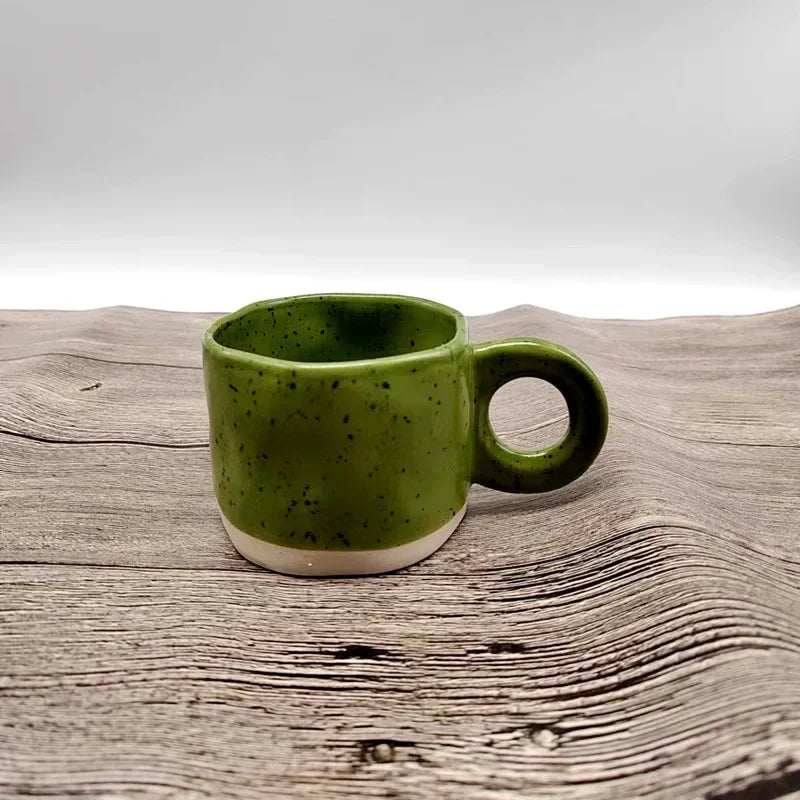 Modern 250ml Ceramic Mug – Handmade Porcelain Cup with Ring Handle for Coffee, Milk, Hot Chocolate