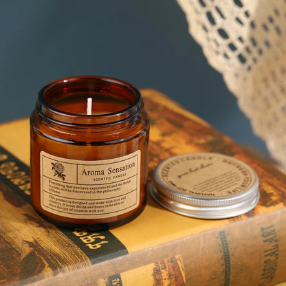 1pc Brown Glass Scented Candle – Smokeless Aromatherapy for Home Decor, Birthday & Valentine's Day Gift