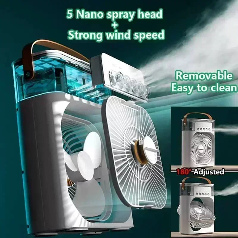 3-in-1 Mini Air Cooler – Portable Fan, Humidifier & LED Night Light