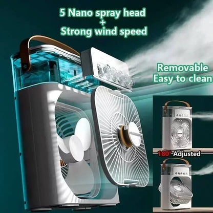 3-in-1 Mini Air Cooler – Portable Fan, Humidifier & LED Night Light
