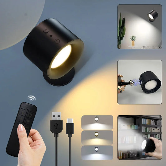 Wireless LED Wall Light – 360° Dual Head, Touch Control