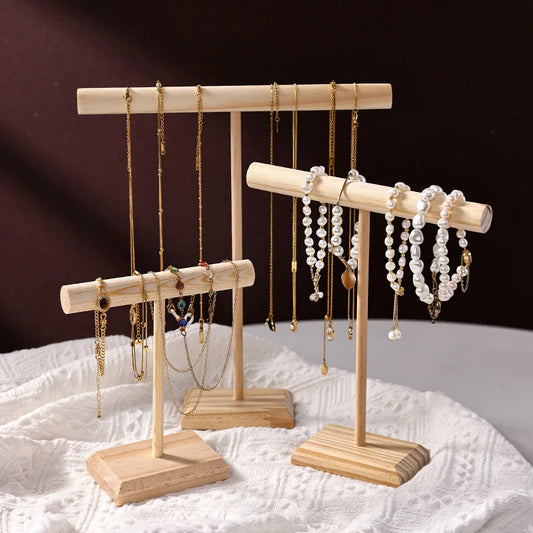 Natural Wood Jewellery Display Rack – Storage Stand for Hair Bands, Bracelets & More