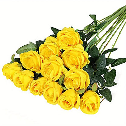 12pcs Realistic Artificial Rose Bouquet – Perfect for Weddings, Birthdays, and Special Occasions