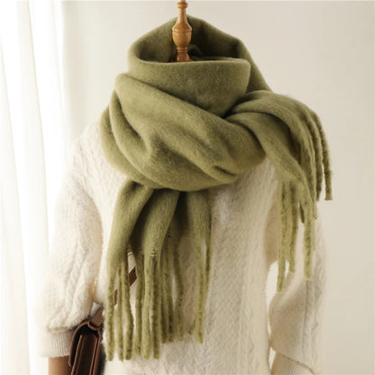 Women's Cashmere Winter Scarf – Soft Pashmina Blanket Shawl with Tassels