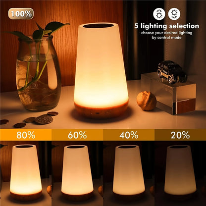 AuraGlow Touch Lamp – RGB Dimmable Night Light with Remote & USB Rechargeable