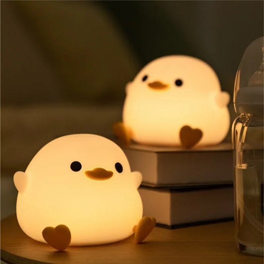 Cute Duck LED Night Light – Silicone Lamp for Kids, USB Rechargeable