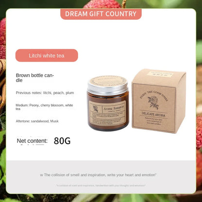 1pc Brown Glass Scented Candle – Smokeless Aromatherapy for Home Decor, Birthday & Valentine's Day Gift