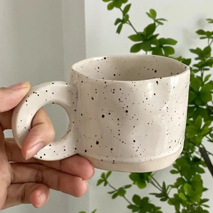 Modern 250ml Ceramic Mug – Handmade Porcelain Cup with Ring Handle for Coffee, Milk, Hot Chocolate