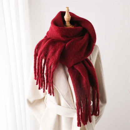 Women's Cashmere Winter Scarf – Soft Pashmina Blanket Shawl with Tassels