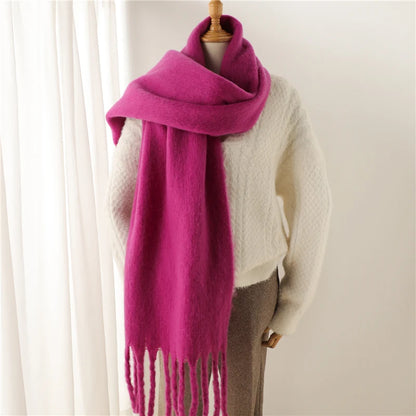 Women's Cashmere Winter Scarf – Soft Pashmina Blanket Shawl with Tassels