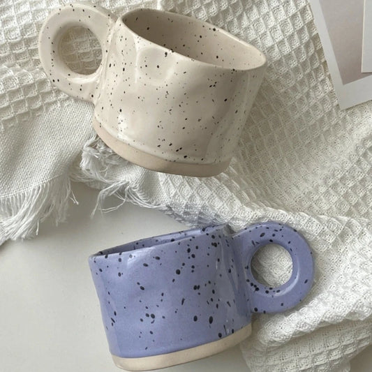 Modern 250ml Ceramic Mug – Handmade Porcelain Cup with Ring Handle for Coffee, Milk, Hot Chocolate