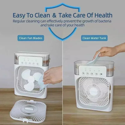 3-in-1 Mini Air Cooler – Portable Fan, Humidifier & LED Night Light