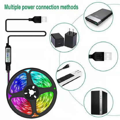 RGB LED Strip Light with Bluetooth Remote – Flexible Tape for TV, Home Decor, and More