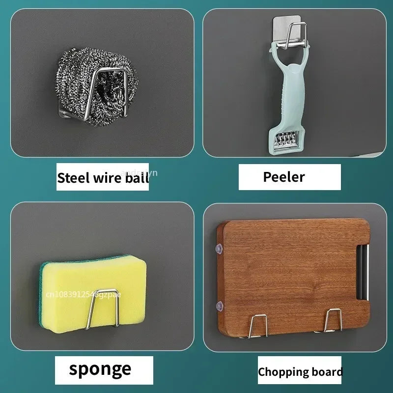 Stainless Steel Self-Adhesive Sponge Holder & Drying Rack