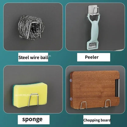 Stainless Steel Self-Adhesive Sponge Holder & Drying Rack