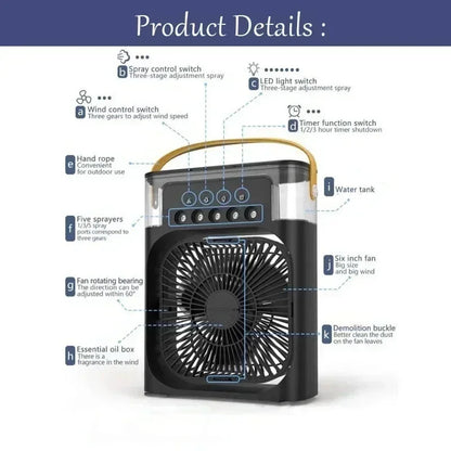 3-in-1 Mini Air Cooler – Portable Fan, Humidifier & LED Night Light