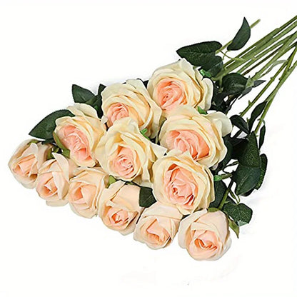 12pcs Realistic Artificial Rose Bouquet – Perfect for Weddings, Birthdays, and Special Occasions