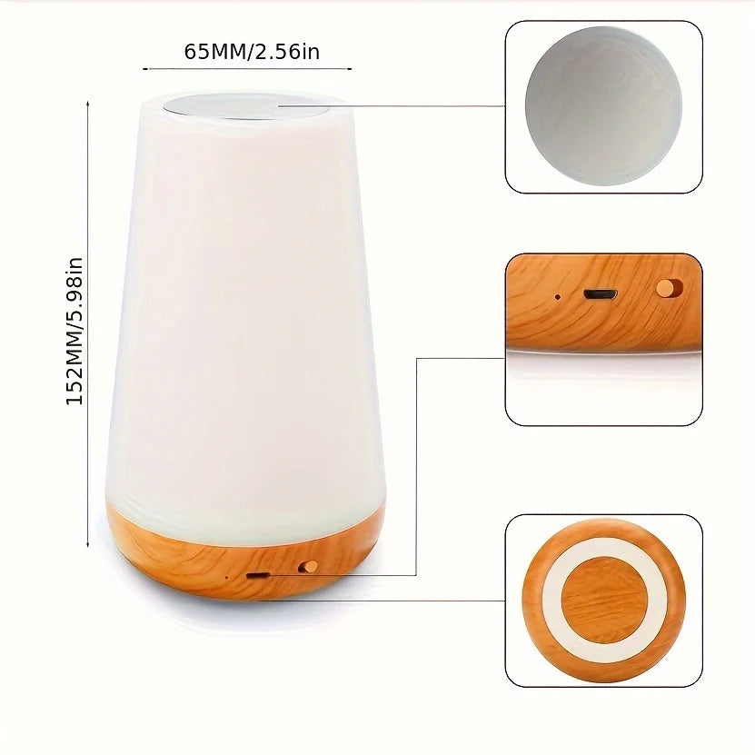 AuraGlow Touch Lamp – RGB Dimmable Night Light with Remote & USB Rechargeable