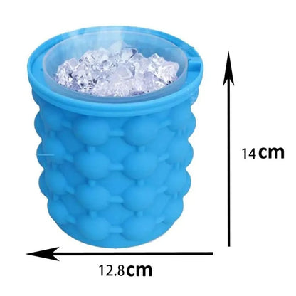 2-in-1 Silicone Ice Cube Mold & Tray – Large Circular Ice Maker, Portable, Dark Blue, Perfect for Summer