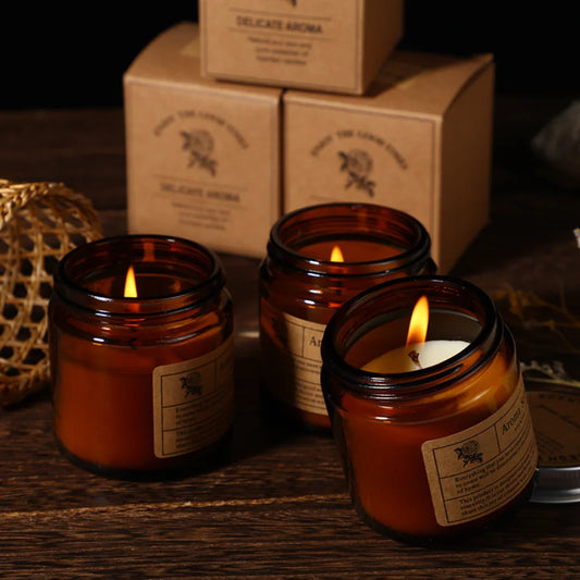 1pc Brown Glass Scented Candle – Smokeless Aromatherapy for Home Decor, Birthday & Valentine's Day Gift