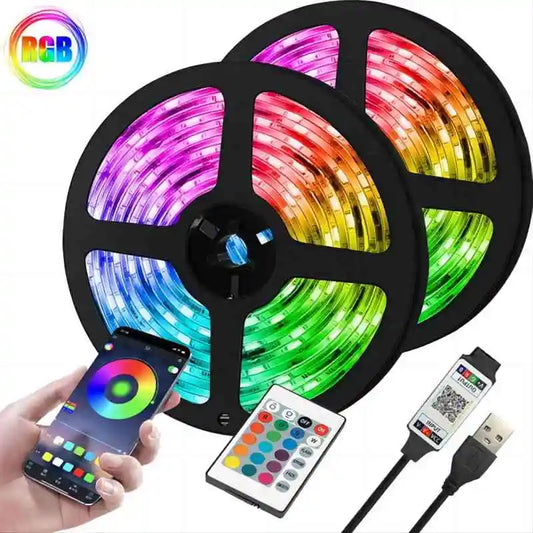 RGB LED Strip Light with Bluetooth Remote – Flexible Tape for TV, Home Decor, and More