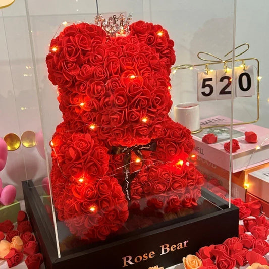 Eternal Rose Teddy Bear – Mother's Day, Birthday, Valentine's, and Anniversary Gift