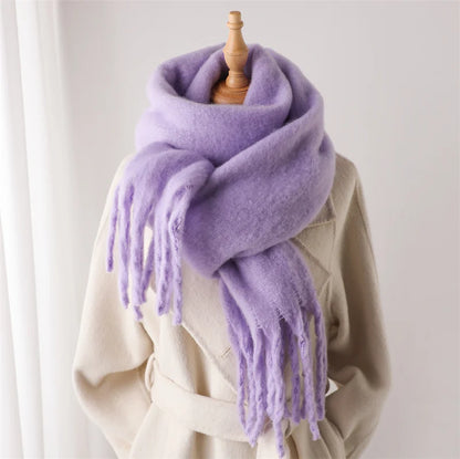 Women's Cashmere Winter Scarf – Soft Pashmina Blanket Shawl with Tassels