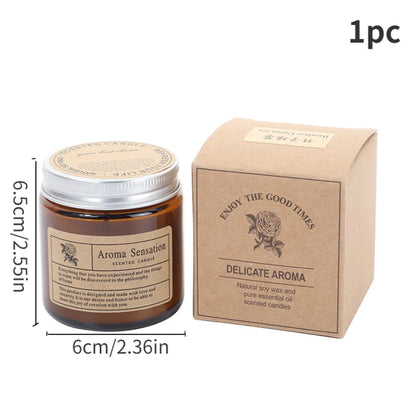 1pc Brown Glass Scented Candle – Smokeless Aromatherapy for Home Decor, Birthday & Valentine's Day Gift