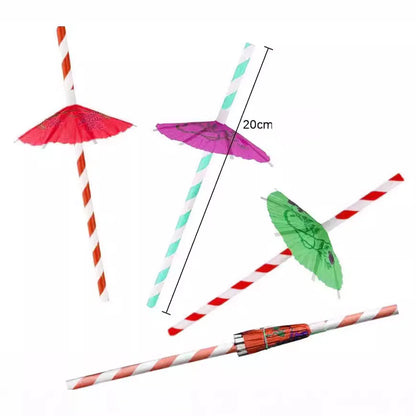 Hawaiian Party Umbrella Straws – 10-50pcs, Colorful Paper Straws for Cocktails & Pool Parties