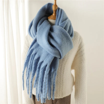 Women's Cashmere Winter Scarf – Soft Pashmina Blanket Shawl with Tassels