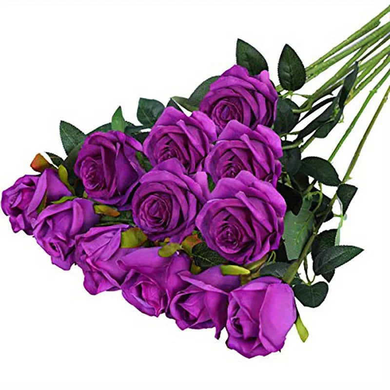 12pcs Realistic Artificial Rose Bouquet – Perfect for Weddings, Birthdays, and Special Occasions