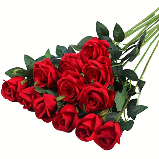12pcs Realistic Artificial Rose Bouquet – Perfect for Weddings, Birthdays, and Special Occasions