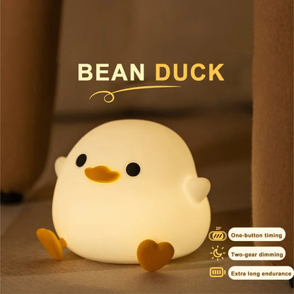 Cute Duck LED Night Light – Silicone Lamp for Kids, USB Rechargeable